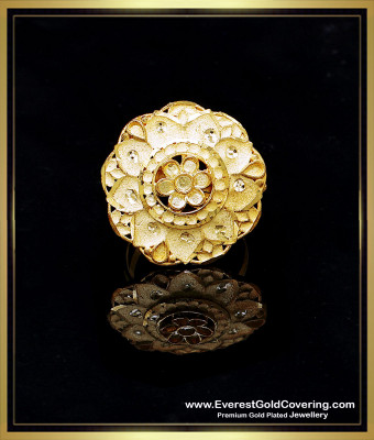 RNG509 - 2 Gram Gold Big Flower Design Adjustable Ring for Ladies