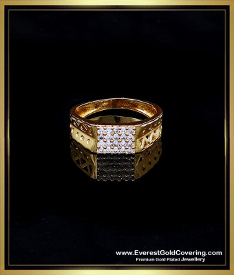 RNG514 - Sparkling White Stone Gold Ring Design for Daily Use
