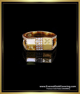 RNG519 - Real Gold Look White Stone Colour Fade Resistant Finger Ring