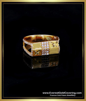 RNG519 - Real Gold Look White Stone Colour Fade Resistant Finger Ring