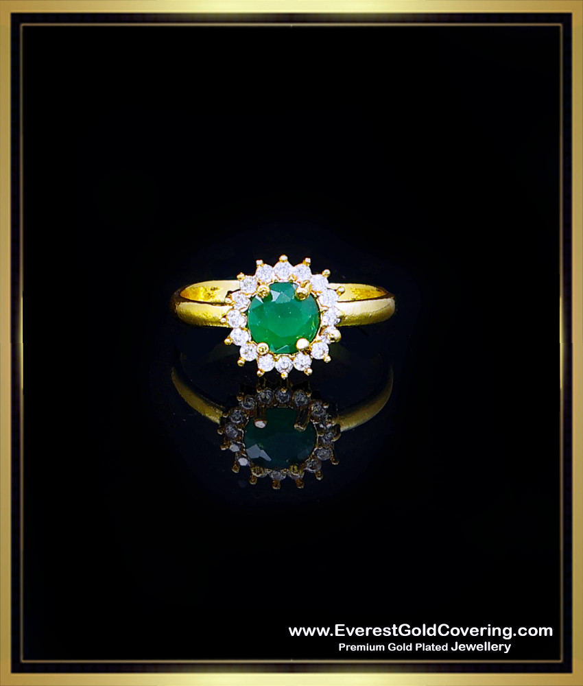 Impon Emerald Stone Ladies Finger Ring Gold Design modern gold ring design for girls
