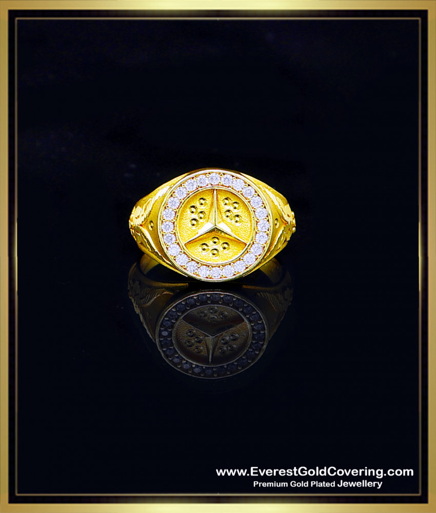Forming Gold Plated White Stone Daily Wear Ring for Men forming gold plated jewellery