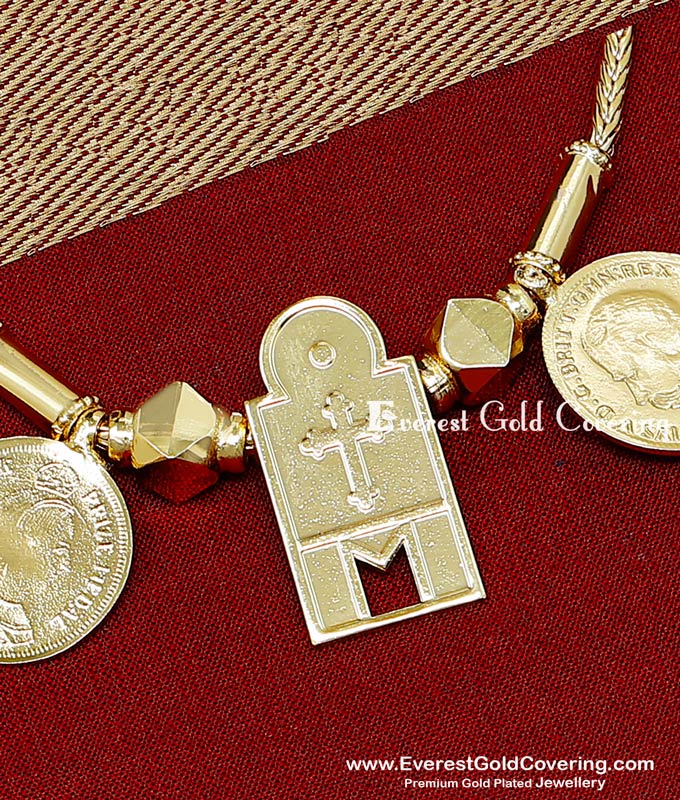 TAL119 - Micro Gold Christian Wedding Cross Thali Chain Designs