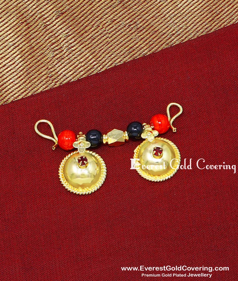 One Gram Gold Plated Ruby Stone Naidu Pottu Thali Design bottu naidu thali design