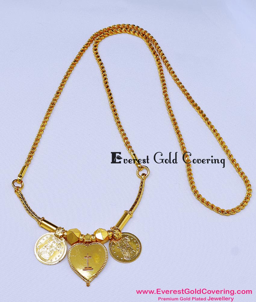 THN112 - Gold Plated Heart Locket Christian Bible Thali Designs