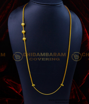 THN67-LG - 30 Inches Gold Plated Daily Use Plain Screw Mugappu Chain Design