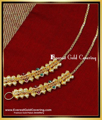 MAT209 - 1 Gram Gold Plated Side Mattal Designs Ear Chain for Women