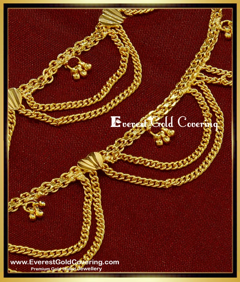 MAT068 - Bridal Wear Double Chain Heart Model Side Hook Type Ear Chain Design Latest Champaswaralu Gold Design Online