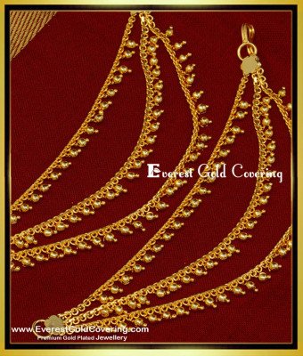 MAT122 - Bridal Wear Gold Matilu Design 3 Line One Gram Gold Side Mattal for Women