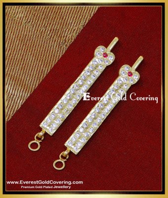 MAT241 - Gold Design Impon White Stone Ear Chain for Earrings