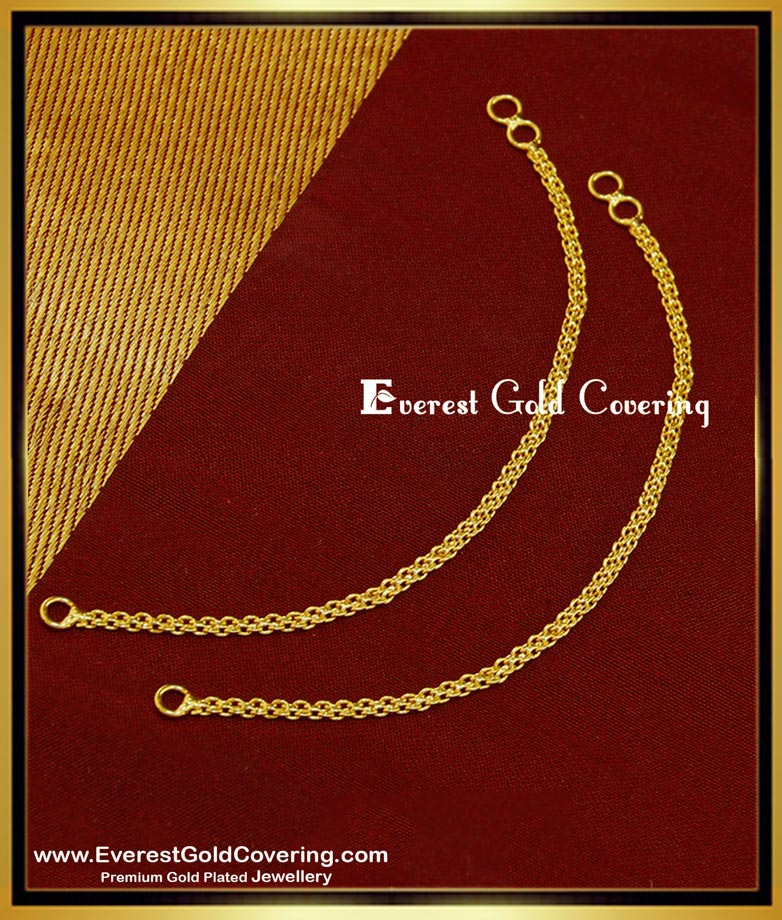 MAT072 - Gold Plated Simple Light Weight Flexible Thin Delhi Chain Ear Chain Mattal Designs Online