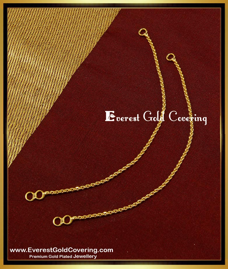MAT050 - Gold Plated Simple Light Weight Flexible Thin Ear Chain Suththu Maatal Designs Online
