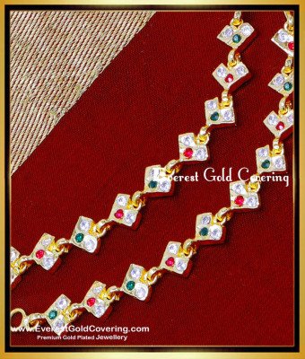 MAT272 - Impon Wedding Stone Ear Chain Latest Gold Matilu Designs