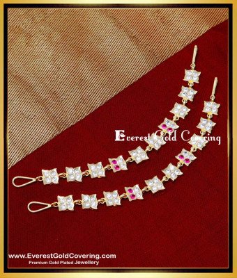 MAT254 - Traditional Gold Ear Chain Designs Stone Mattal Online