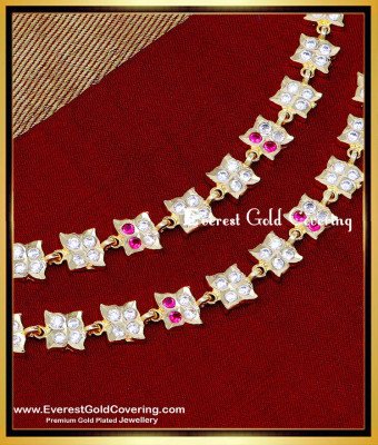 MAT254 - Traditional Gold Ear Chain Designs Stone Mattal Online