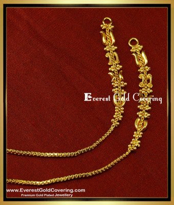 MAT064 - Simple Light Weight Daily Wear Wheat Design Ear Chain Gold Designs Online