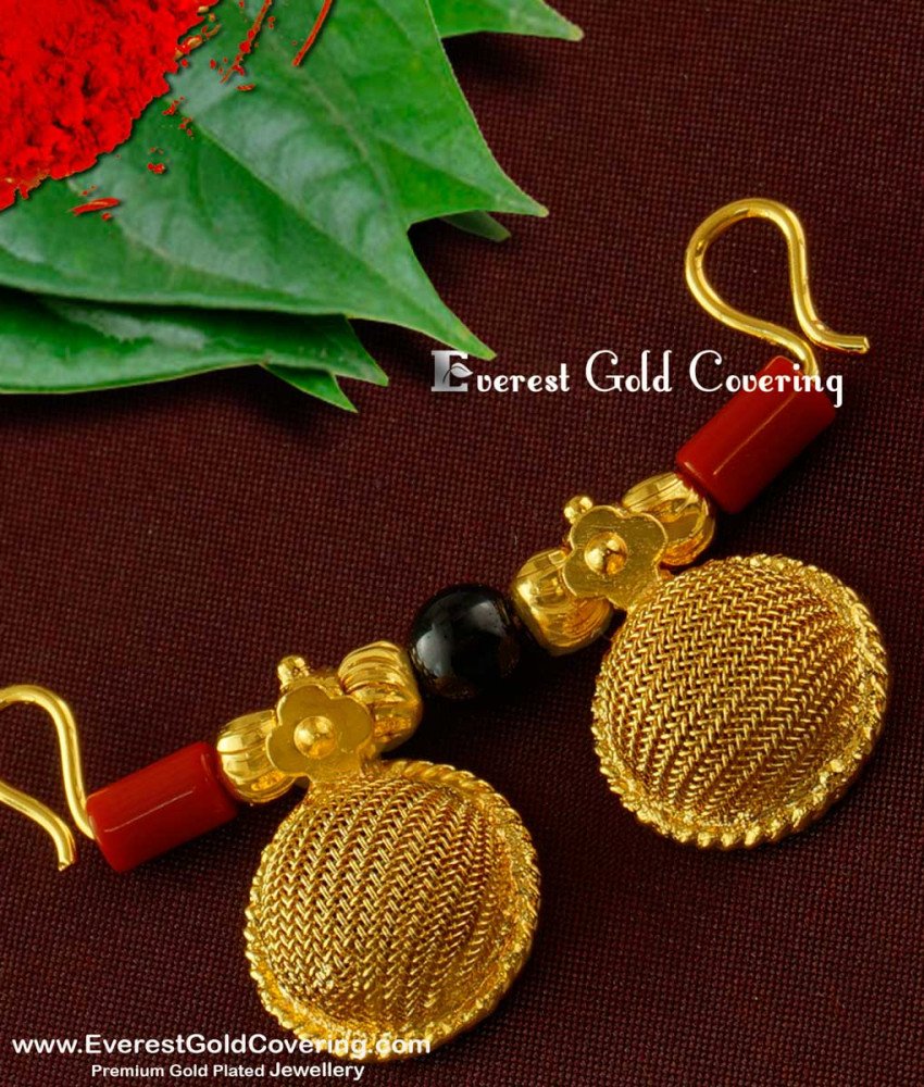 TAL42 - Double Coral with Black Beads and 2 Wati Brass Mangalsutra For Bangalore Women