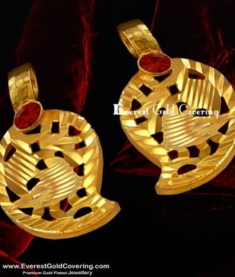 TAL62 – Red Stone Manga Thali Set | 916 Gold Plated Thali Mango Design Buy Online