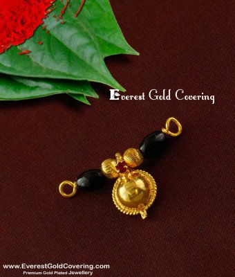 TAL38 - Single Bottu Thali / Pustelu With Red Stone and Black Crystal Mangalsutra For Married Girl