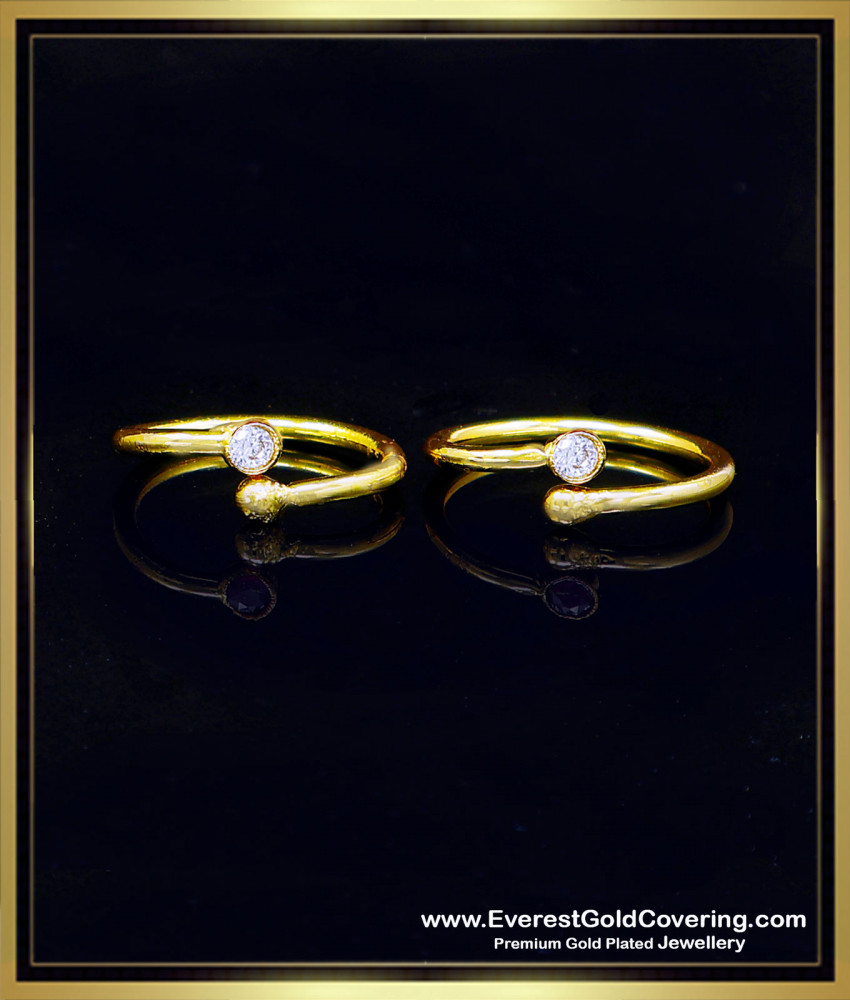Panchaloha Impon White Stone Toe Ring Gold Design Panchaloha Impon metti design